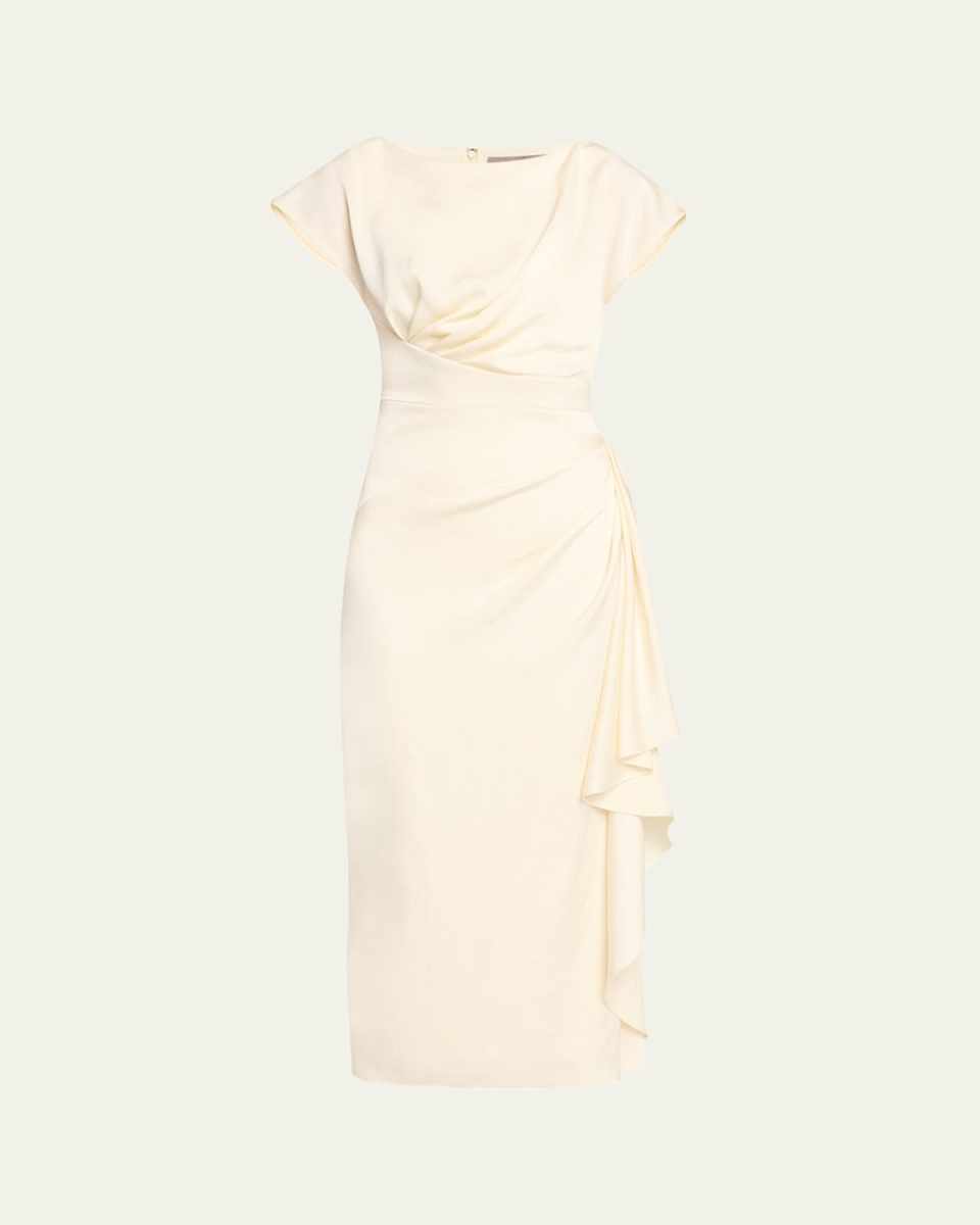 Florence Draped Short-Sleeve Midi Dress